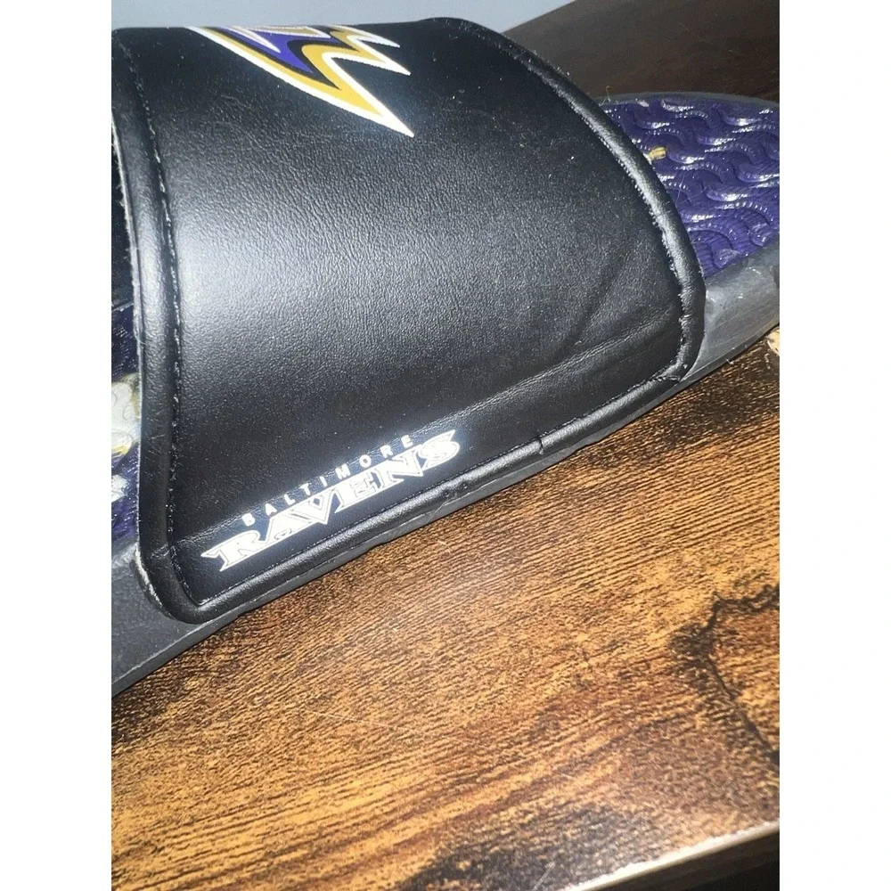 Men's Baltimore Ravens Slide Sandals Black Size M 9–10 NFL‎